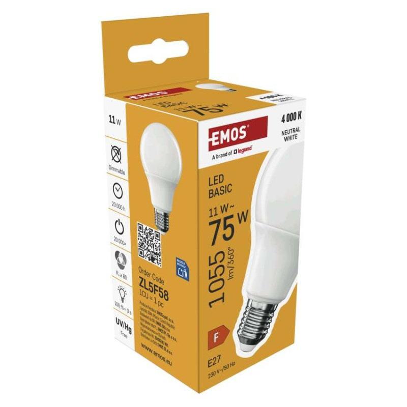 LED BASIC A60 11W(75W) 1055lm E27 NW 6