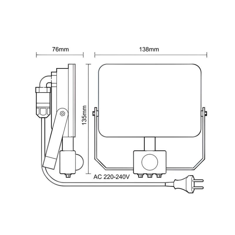 Vonkajší čierny LED reflektor so senzorom 20W / 4000K - LF7022S 3