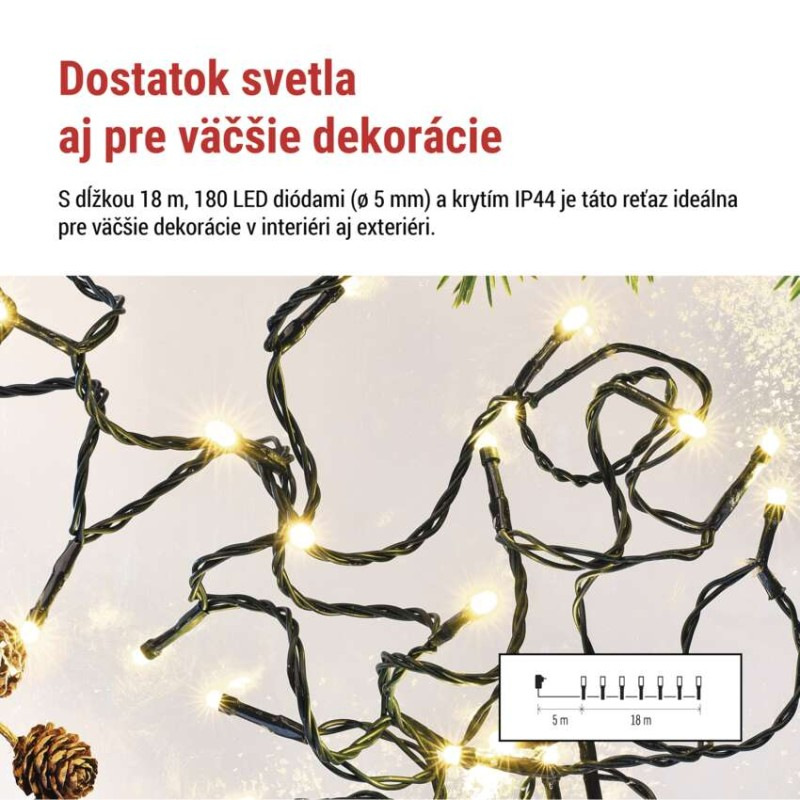 VIANOCE Reťaz CLASIC LED 180, 18M WW D4AW24 1