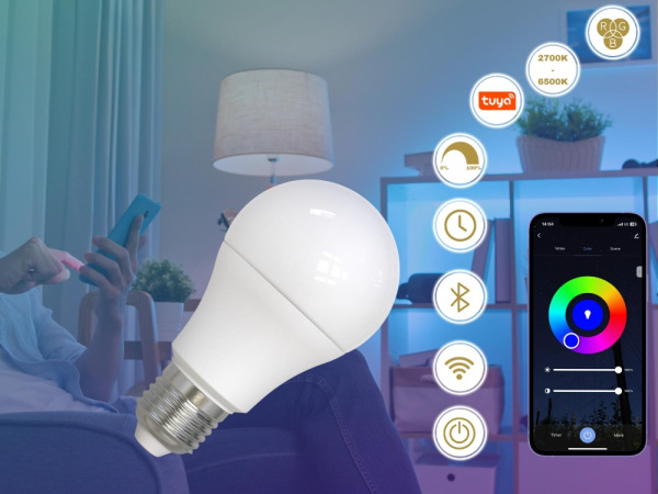 LED žiarovka WIFI 9W - A60 / E27 / CCT + RGB - ZLS532W 14