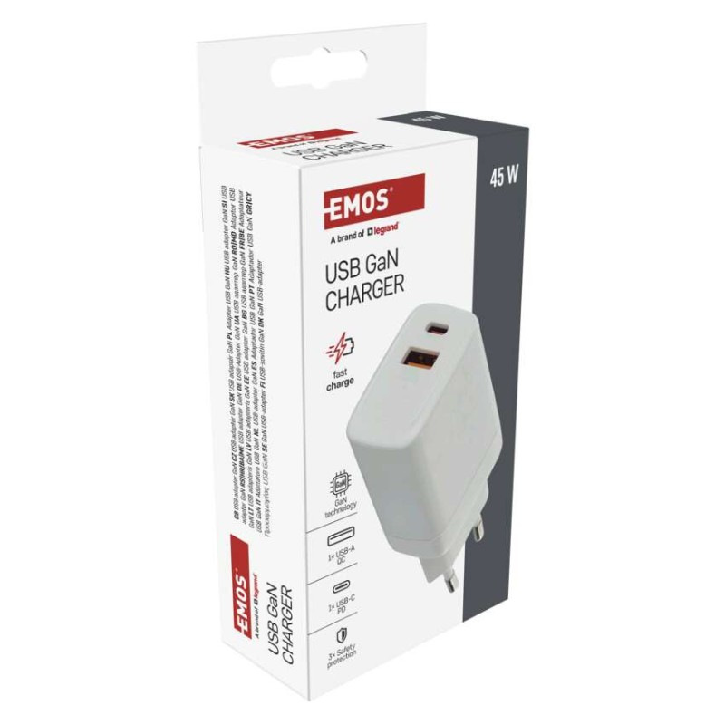 USB ADAPTÉR SÍŤ GAN PD 45W; AC 10