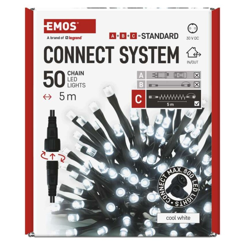 VIANOCE Reťaz Connect 50LED 5M IP44 CW 11