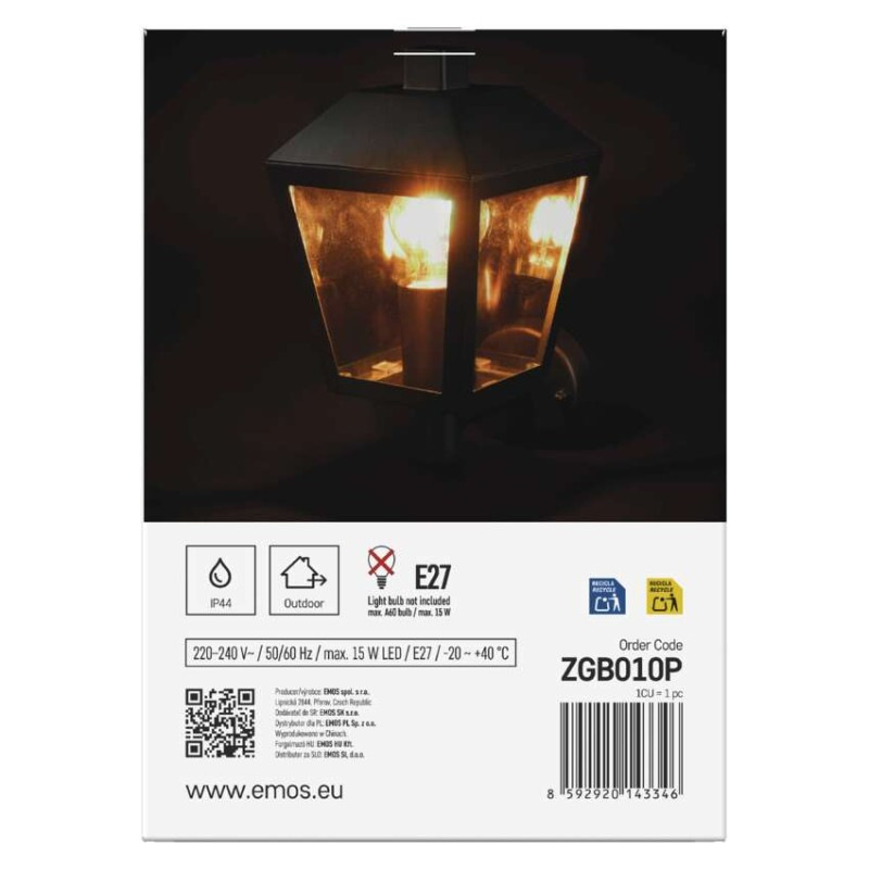 LED ZAHRADNÍ SVÍTIDLO,E27,IP44,MAX 15W,N 12