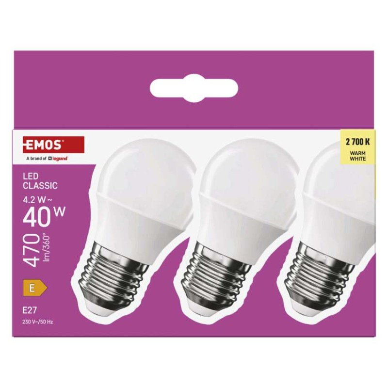 LED CLS MINI GLOBE 4,2W(40W) 470lm E27 W 6