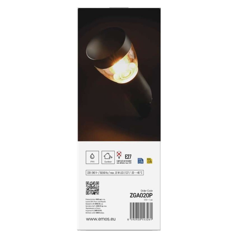 LED ZAHRADNÍ SVÍTIDLO,E27,IP44,MAX 15W,N 12