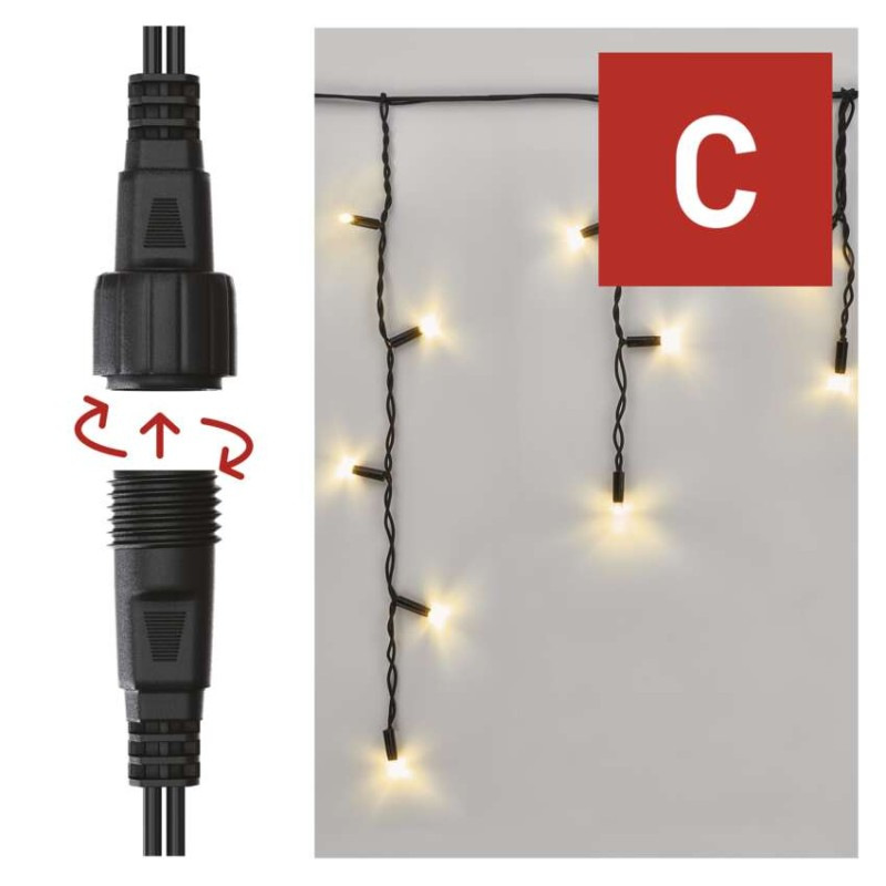 Řetěz rampouchy 50LED 3M-BLACK IP44 WW 6