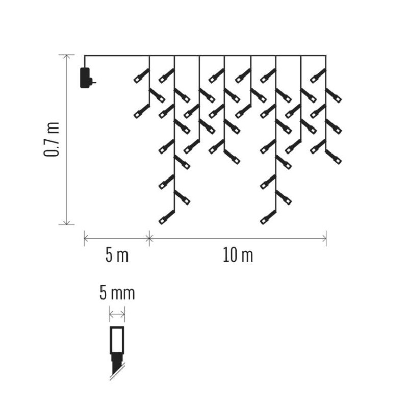 LED vianočné cencúle 10 m vonkajšie aj vnútorné teplá biela čas. 2