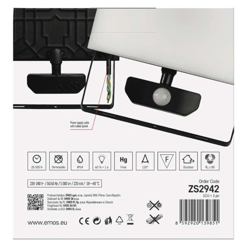 LED REFLEKTOR TAMBO 50W 5000LM PIR 14
