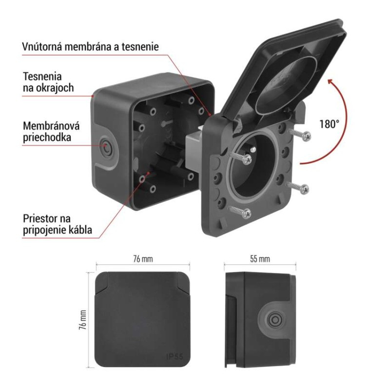 CYKLONE zásuvka nástenná jednonásobná 230V D730420 2