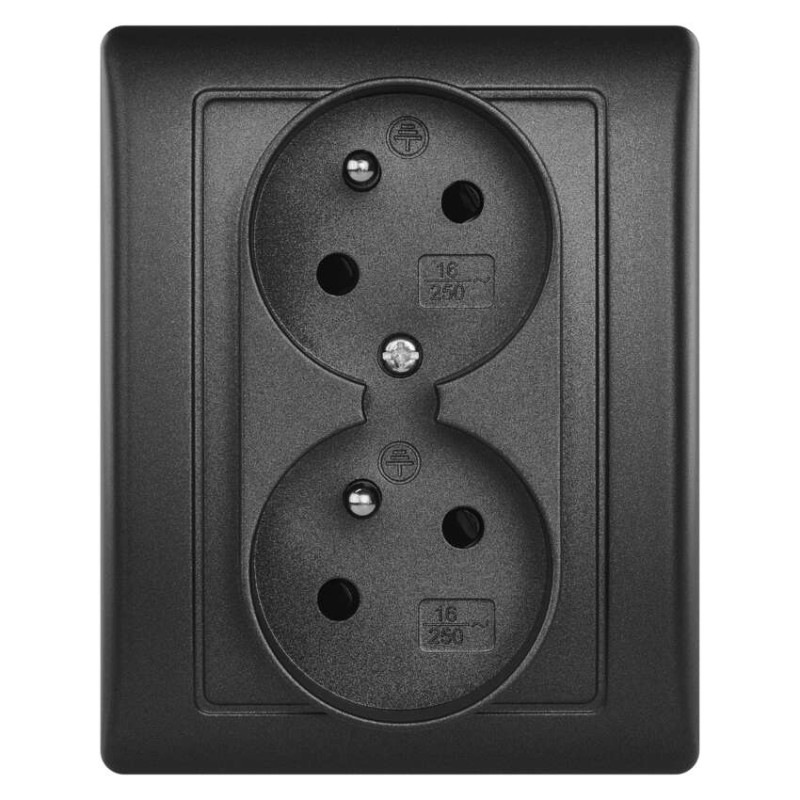Zásuvka 2x250 V/16A IP20 s detskými clonkami antracit  A6001.3 1