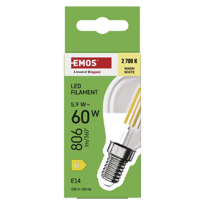 LED FLM MINI GL 5,9W(60W) 806lm E14 WW 5
