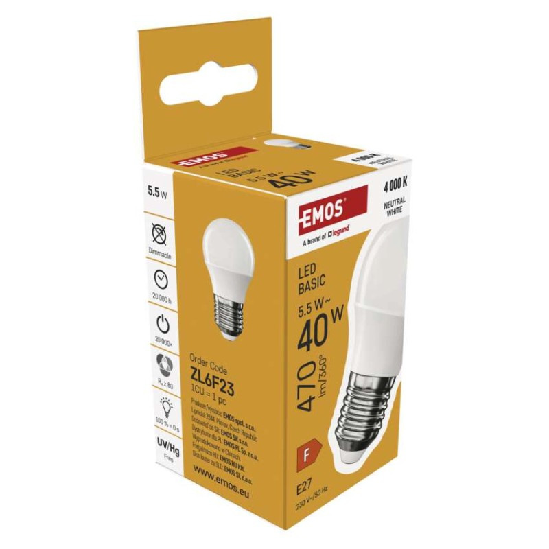LED BASIC MINI GLOBE 5,5W(40W) 470lm E27 6