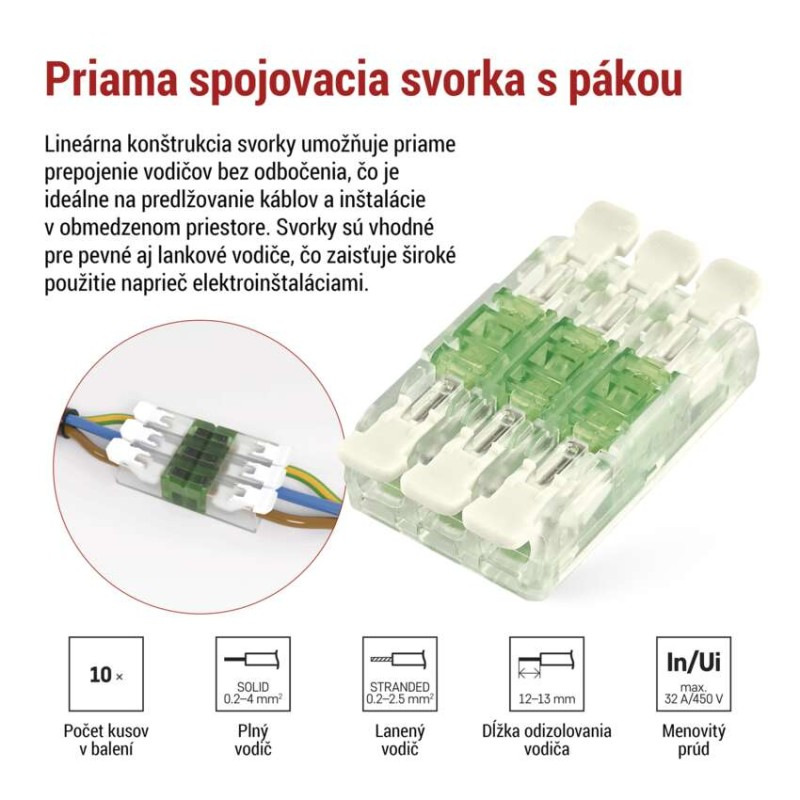 Priama spojovacia svorka s páčkou 6x0,2-4MM (bal. 10ks) A9113 1