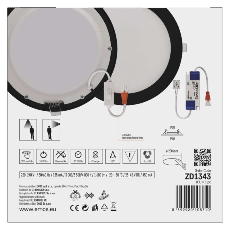 LED SVÍTIDLO NEXXO VES.KR 18W 1600LM IP4 8