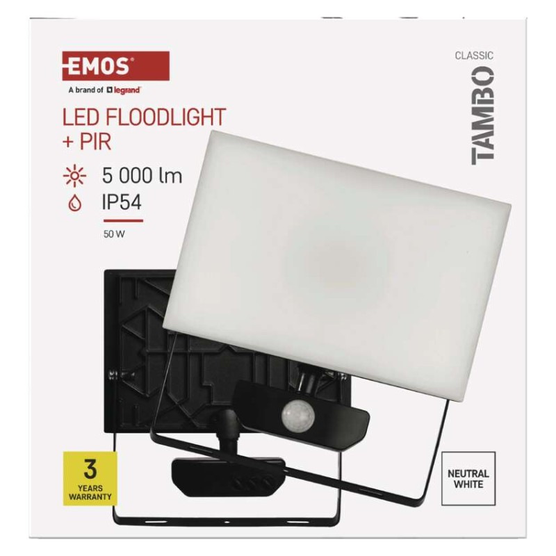 LED REFLEKTOR TAMBO 50W 5000LM PIR 13