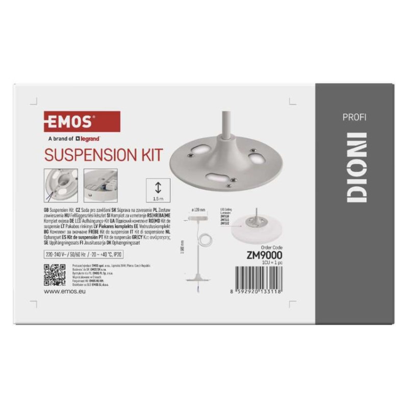 ZÁVĚSNÝ KIT PRO LED SVÍTIDLO BÍLÝ 1