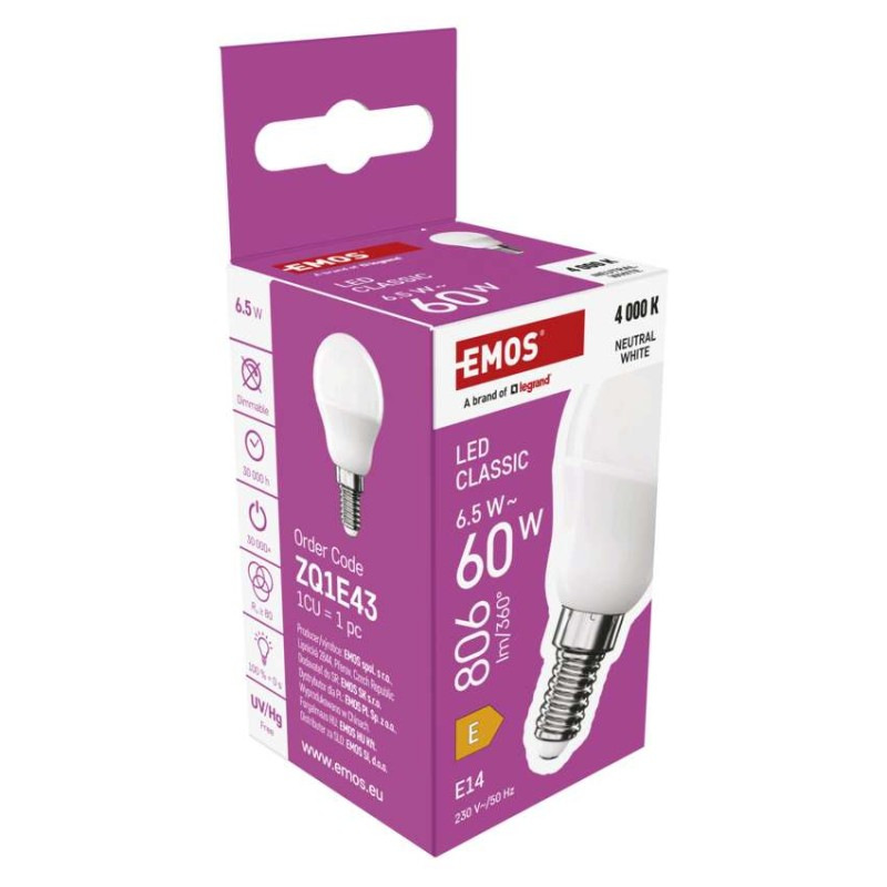 LED CLS MINI GLOBE 6,5W(60W) 806lm E14 N 7