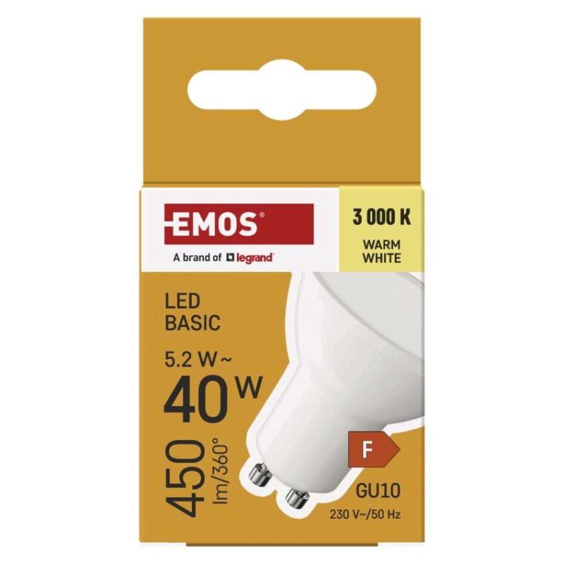 LED BASIC MR16 5,2W(40W) 450lm GU10 WW 4