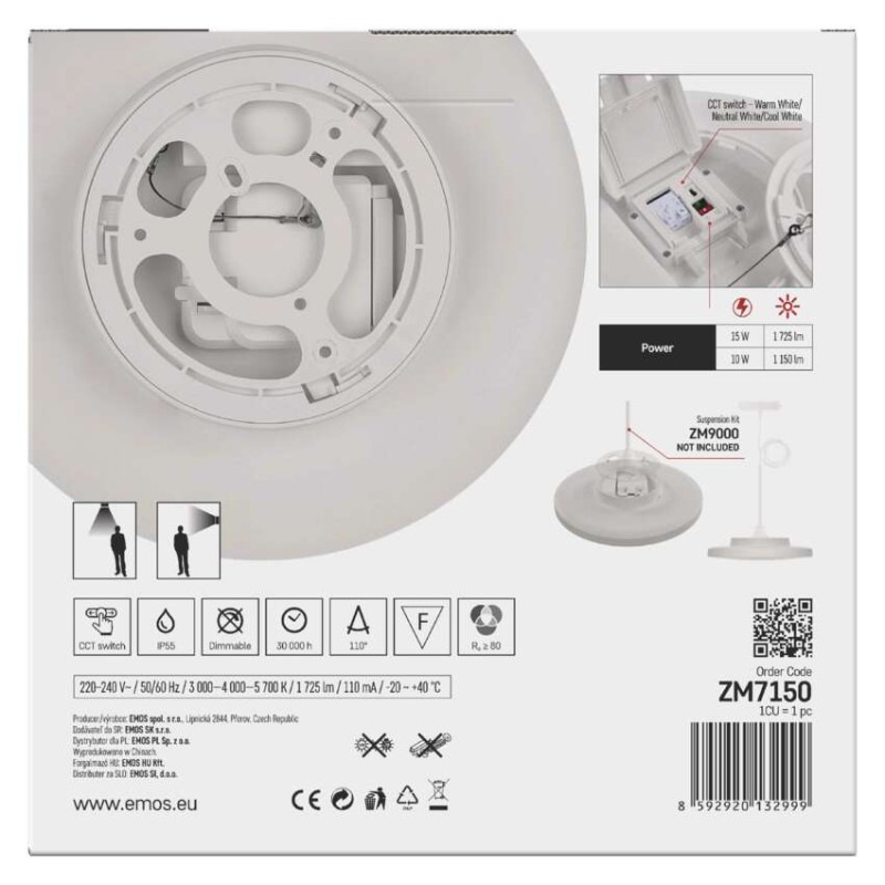 LED SVÍTIDLO DIONI 15W 1725LM IP55 CCT B 9