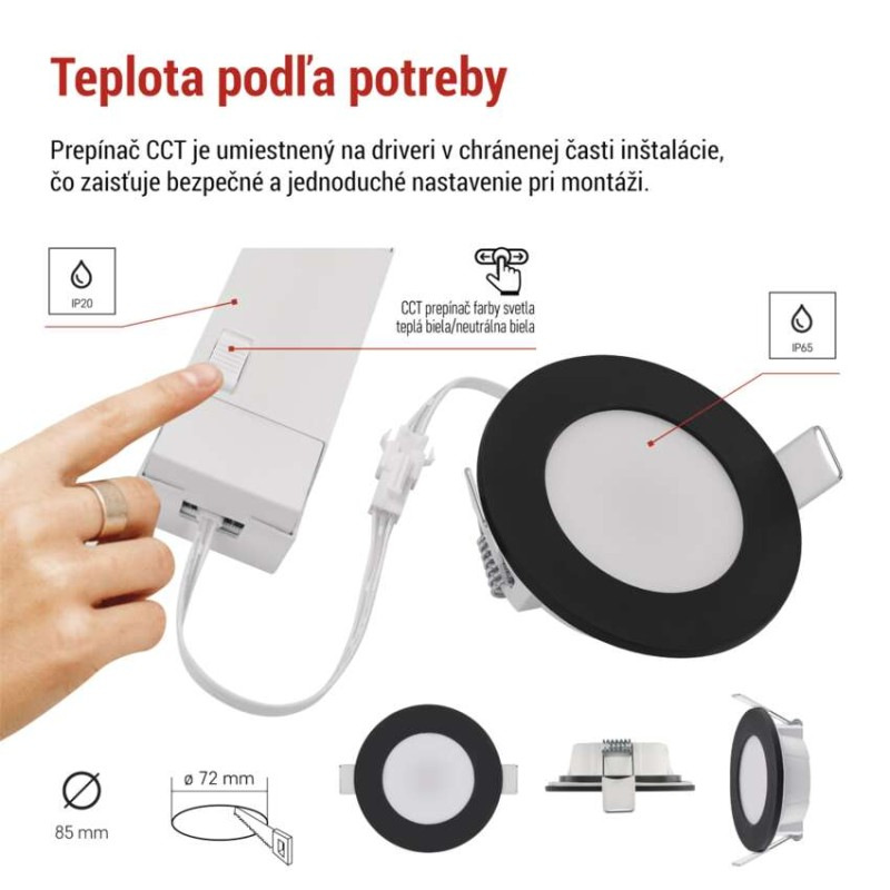 LED SVÍTIDLO LORI VES. KR 4,5W 345LM IP6 6