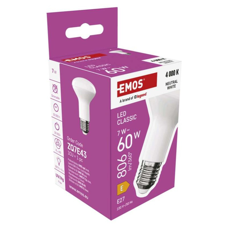 Žiarovka LED CLS R63 10W E27 NW ZQ7141 EMOS 8