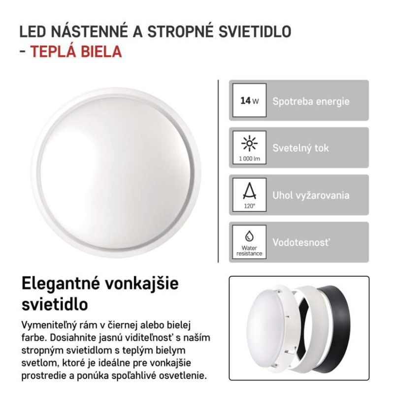 LED NÁSTĚNNÉ S.IP54 14W WW 3