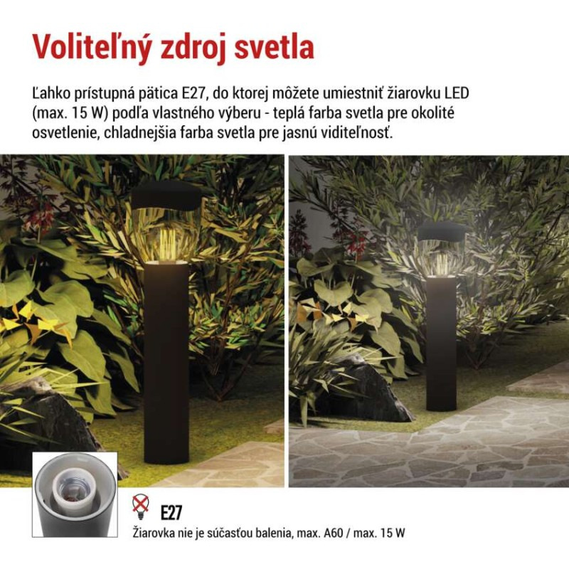LED ZAHRADNÍ SVÍTIDLO,E27,IP44,MAX 15W,S 3