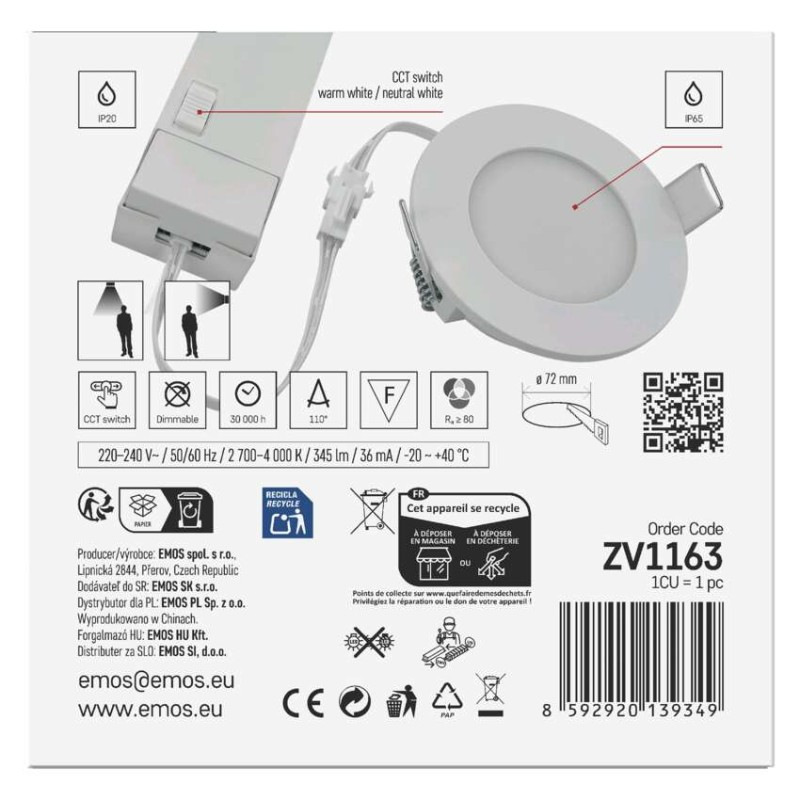 LED SVÍTIDLO LORI VES. KR 4,5W 345LM IP6 13