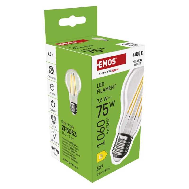 LED FLM A60 7,8W(75W) 1 060lm E27 NW 7