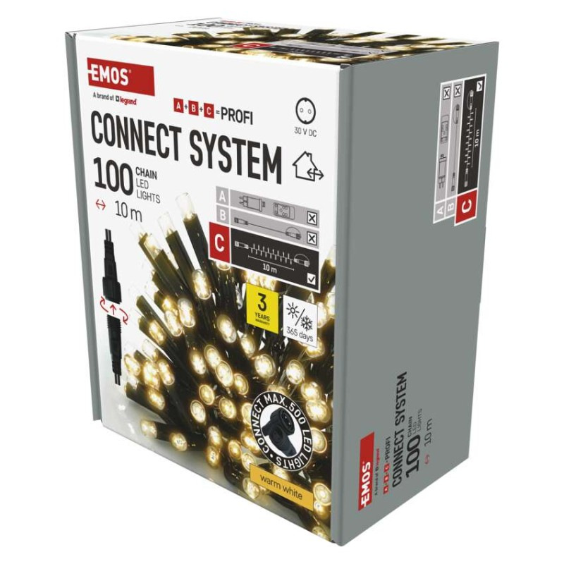 PROFI-CONN CHAIN 100LED 10M-BLACK IP44 W