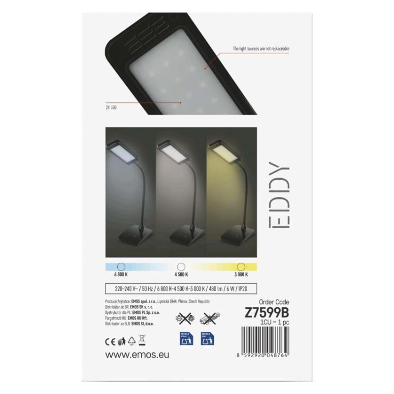 LED STOLNÍ LAMPA EDDY ČERNÁ 8