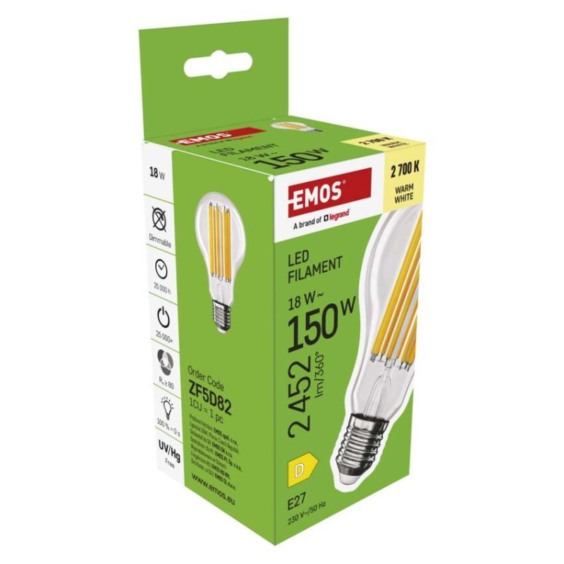 LED FLM A70 18W(150W) 2452lm E27 WW 7