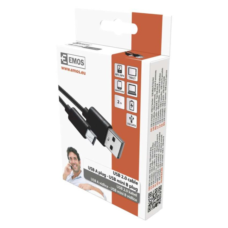 USB 2.0 A/M-MINI B/M 2M ČERNÁ 4