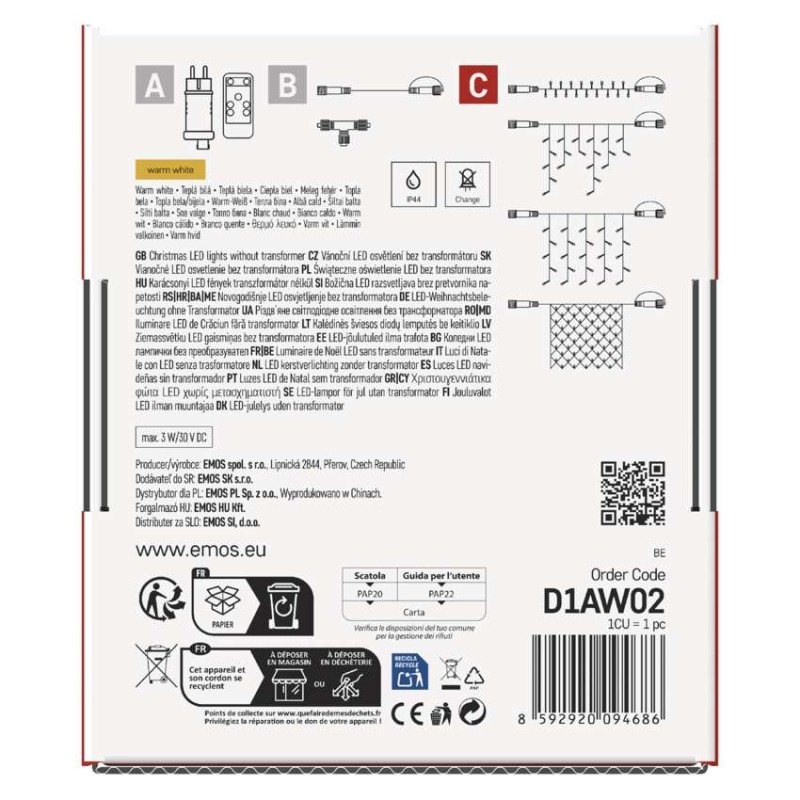 Standard vánoční řetěz 50LED 5M IP44 WW 14