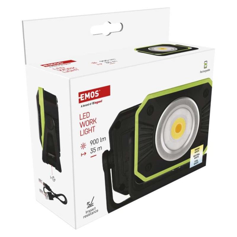 COB LED NABÍJECÍ PRACOVNÍ REFLEKTOR 900L 12