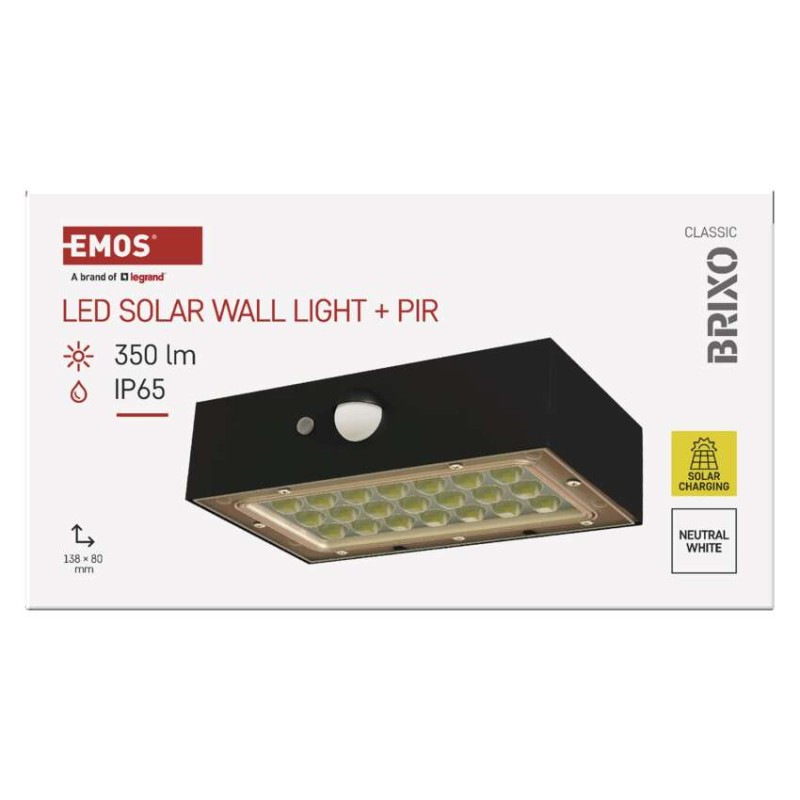 LED SOLARNÍ SVÍTIDLO BRIXO 350LM IP65 NW 8