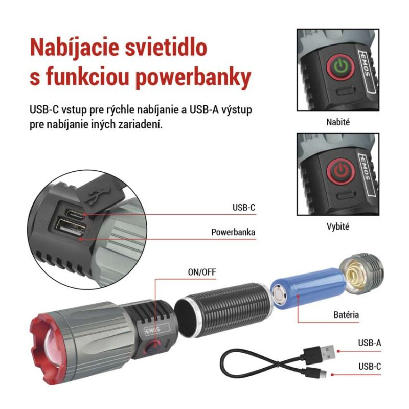 LED NABÍJECÍ SVÍTILNA KOV. LARGE 3000lm, 4