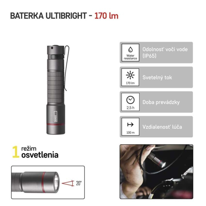 LED SVÍTILNA ULTIBRIGHT 60 170lm 1×AA