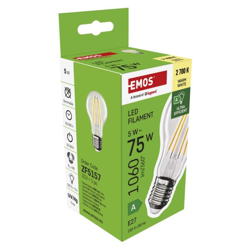 LED FLM A60 5W(75W) 1060lm E27 WW 10