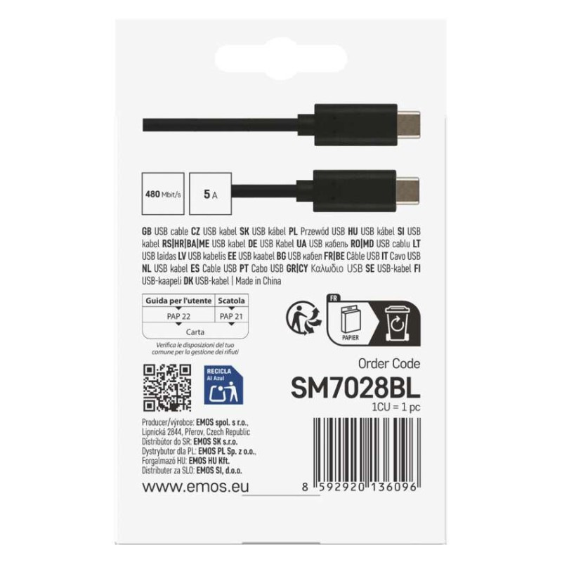USB 2.0 C/M-C/M 1M ČERNÁ 4