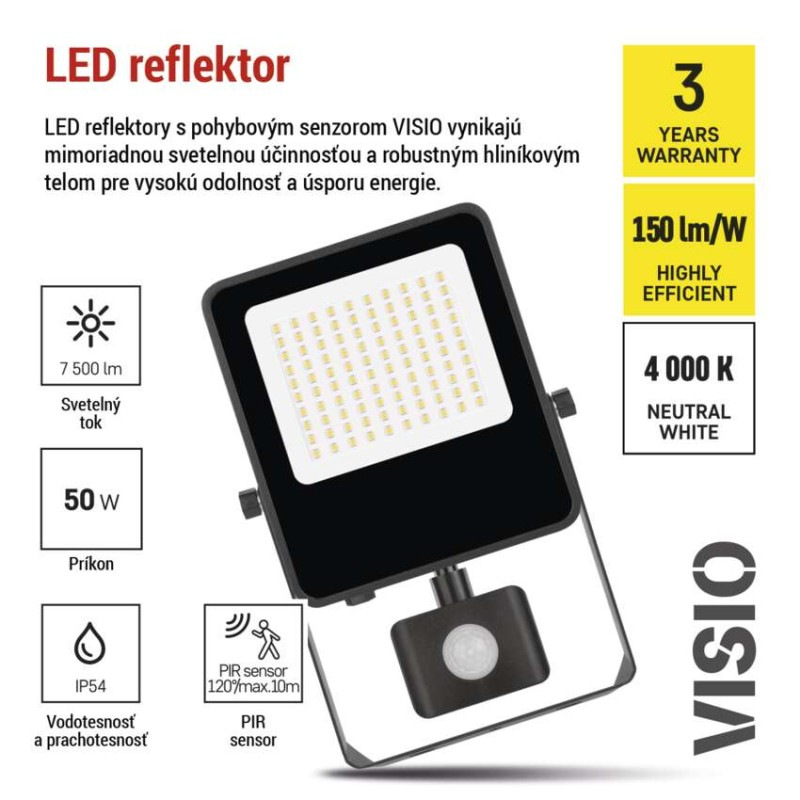 LED REFLEKTOR VISIO 50W 7500LM IP54 NW P 7