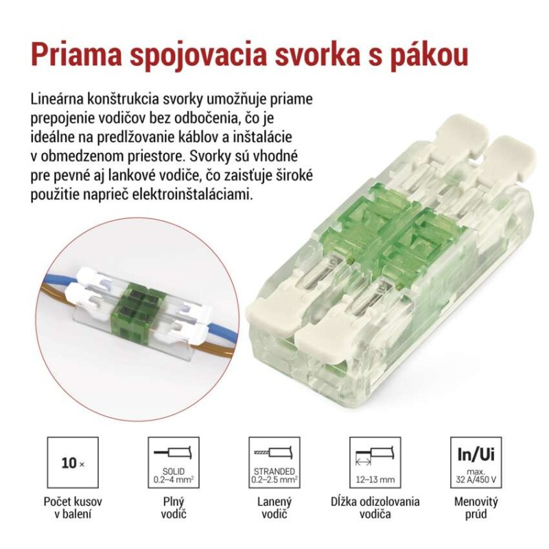 Priama spojovacia svorka s páčkou 4x0,2-4MM (bal.10ks) A9112 1