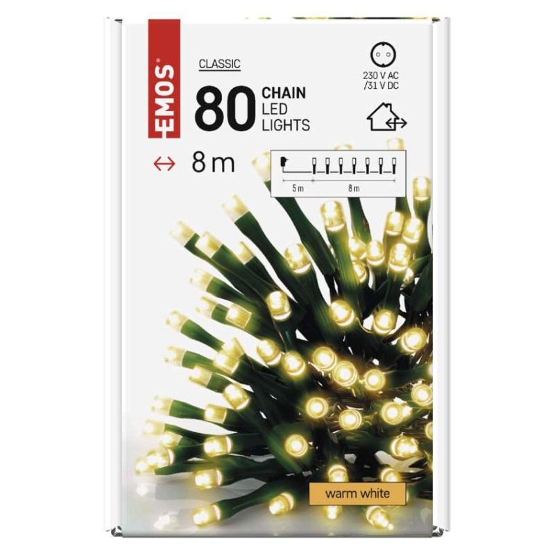 80LED XMAS CLS TIMER 8M WW 8