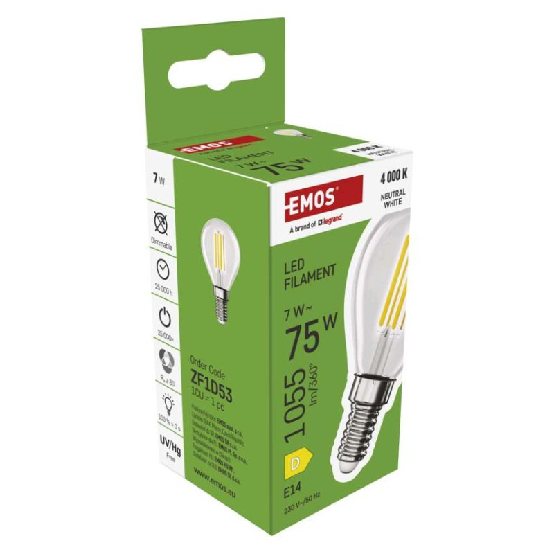 LED FLM MINI GL 7W(75W) 1055lm E14 NW 7