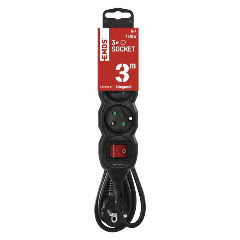 PRODLUŽKA 3Z 3M S VYP. 1,5MM ČERNÁ 2