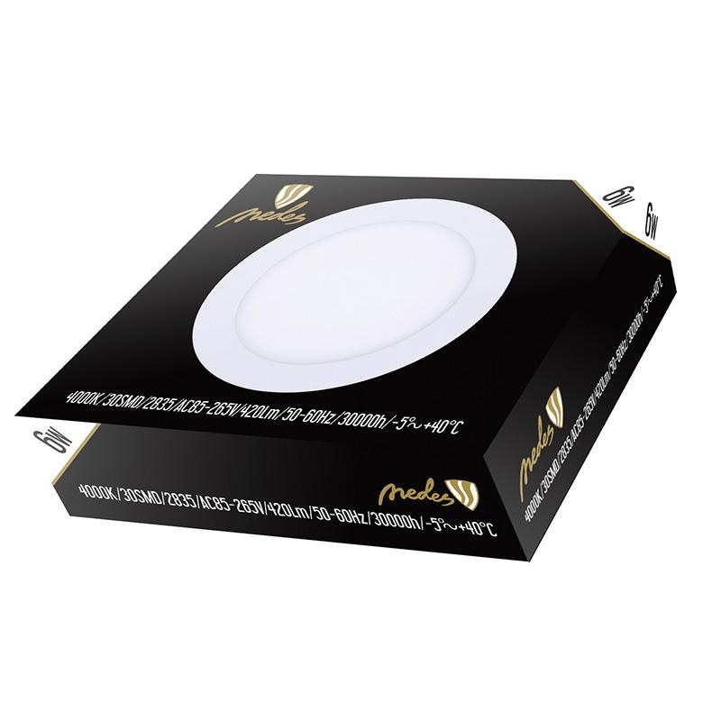 LED vsadený panel 6W / PR / SMD / 4000K / WH - LPL121 7