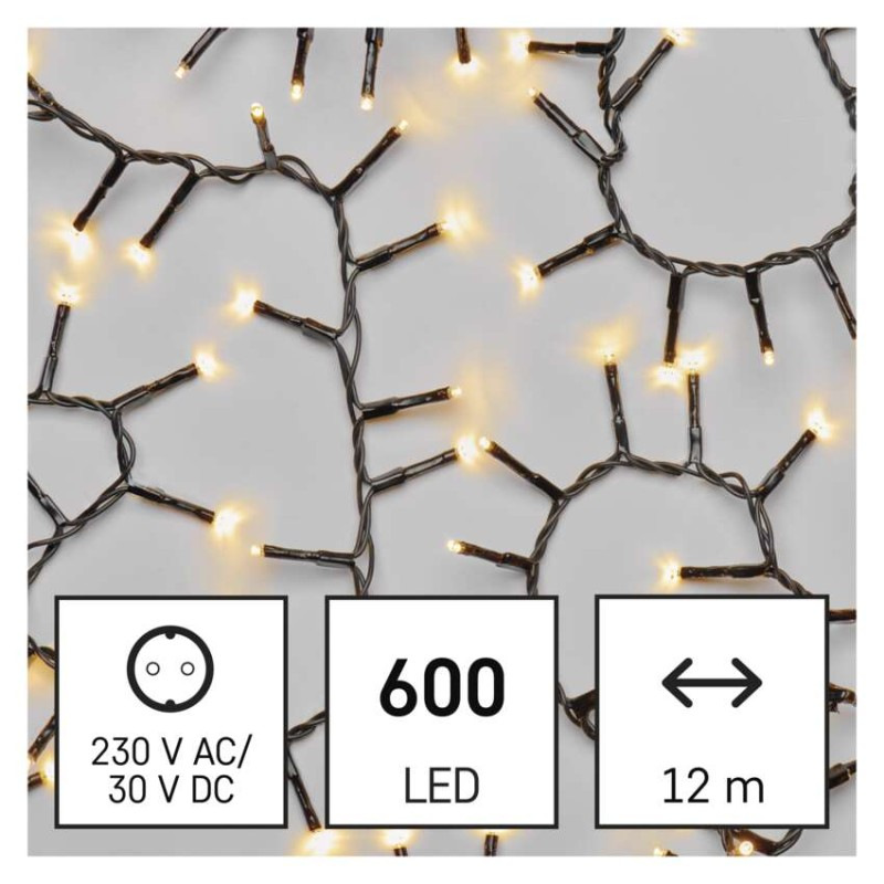VIANOCE Reťaz ježko 12m D4BW03 teplá biela časovač 600-LED 1
