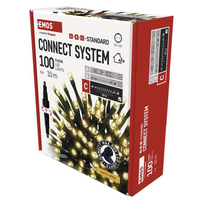 Standard vánoč. řetěz 100LED 10M IP44 WW