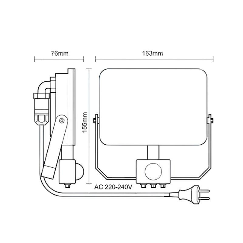 Vonkajší čierny LED reflektor so senzorom 30W / 4000K - LF7023S 7