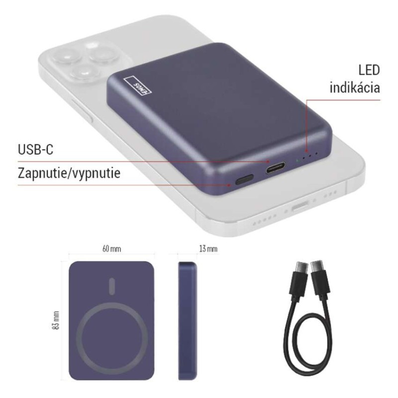 EMOS POWERBANKA WI 522 5000MAH MODRÁ 5